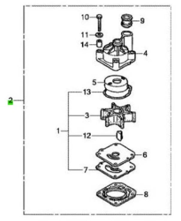 Water Pump Rebuild Service Kit for Honda Outboard BF 75 90 HP (1990–2000) 06193-ZZ0-000