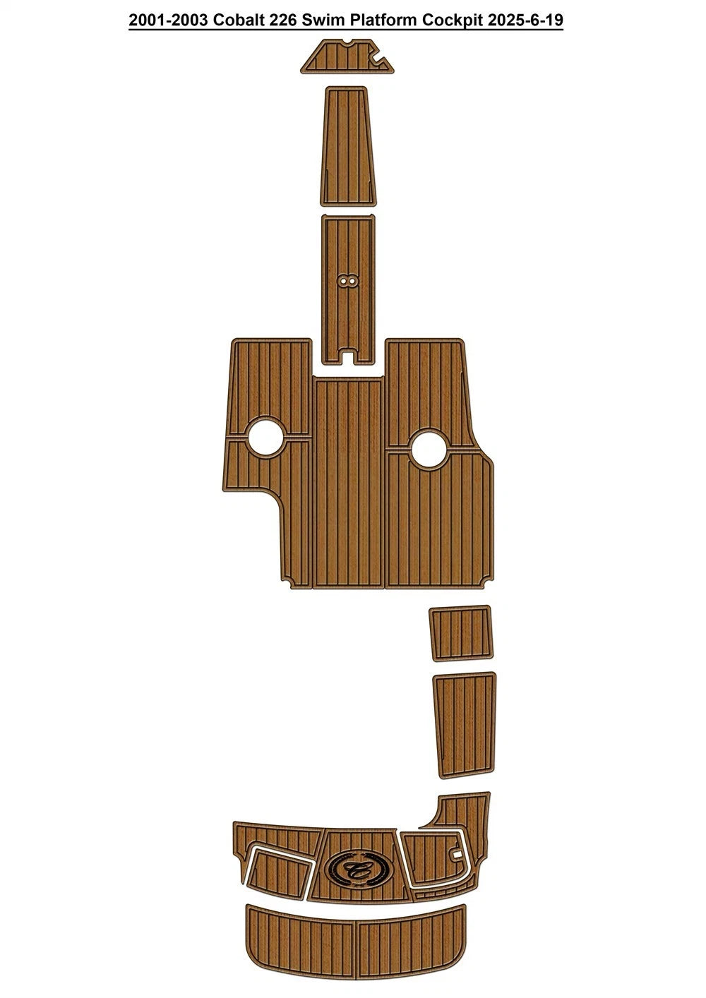 EVA Pads for Cobalt 226 Swim Platform Cockpit Boat (2002) Faux Teak Deck Flooring