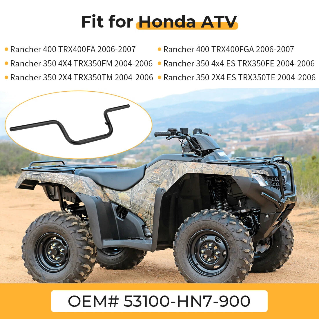 Handlebar for Honda Rancher 350 TRX350 FE FM TE TM (2004–2006) 53100-HN7-900