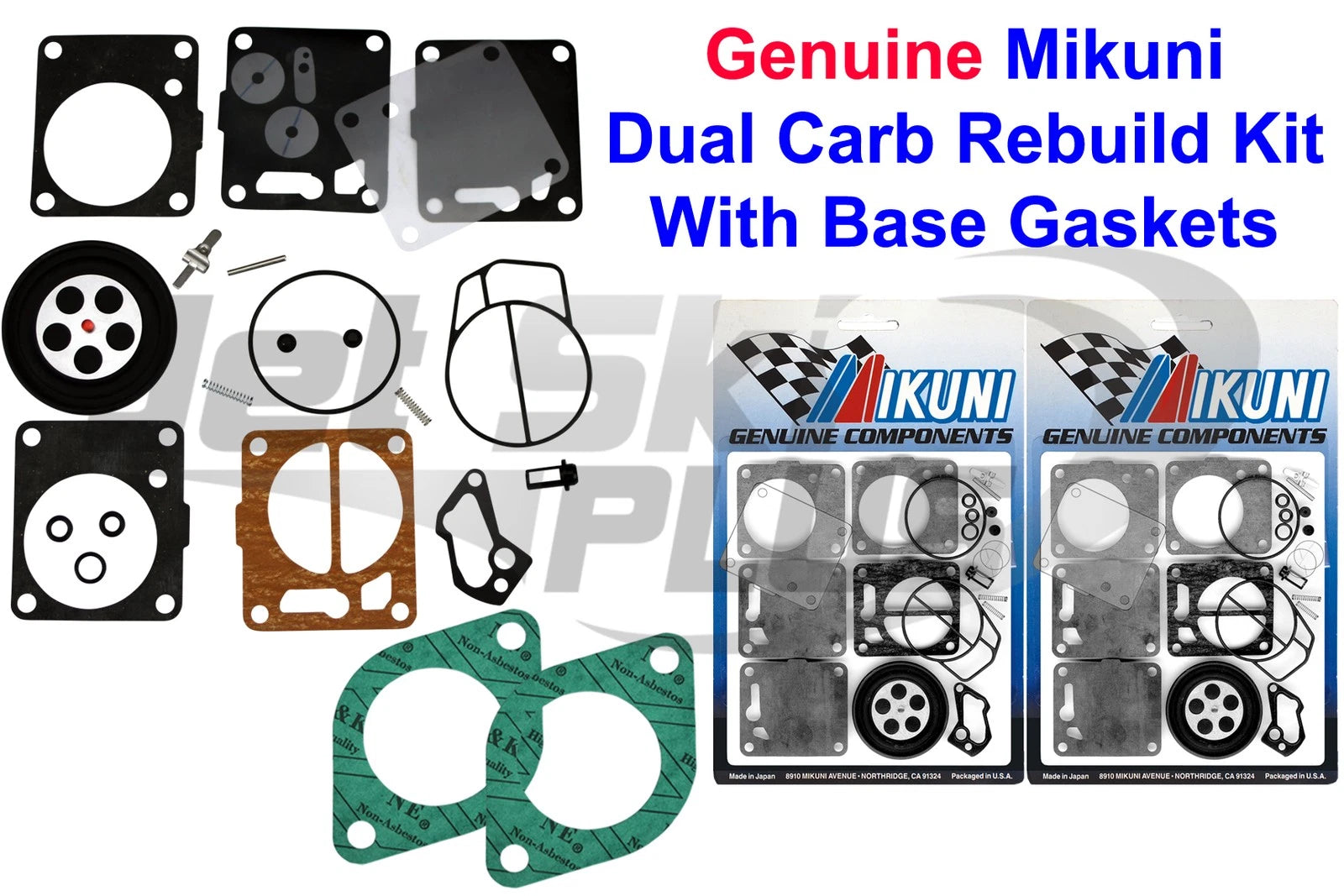 Dual Carburetor Rebuild Kit & Base Gasket for SeaDoo GTX 787 800 (1997–2002)