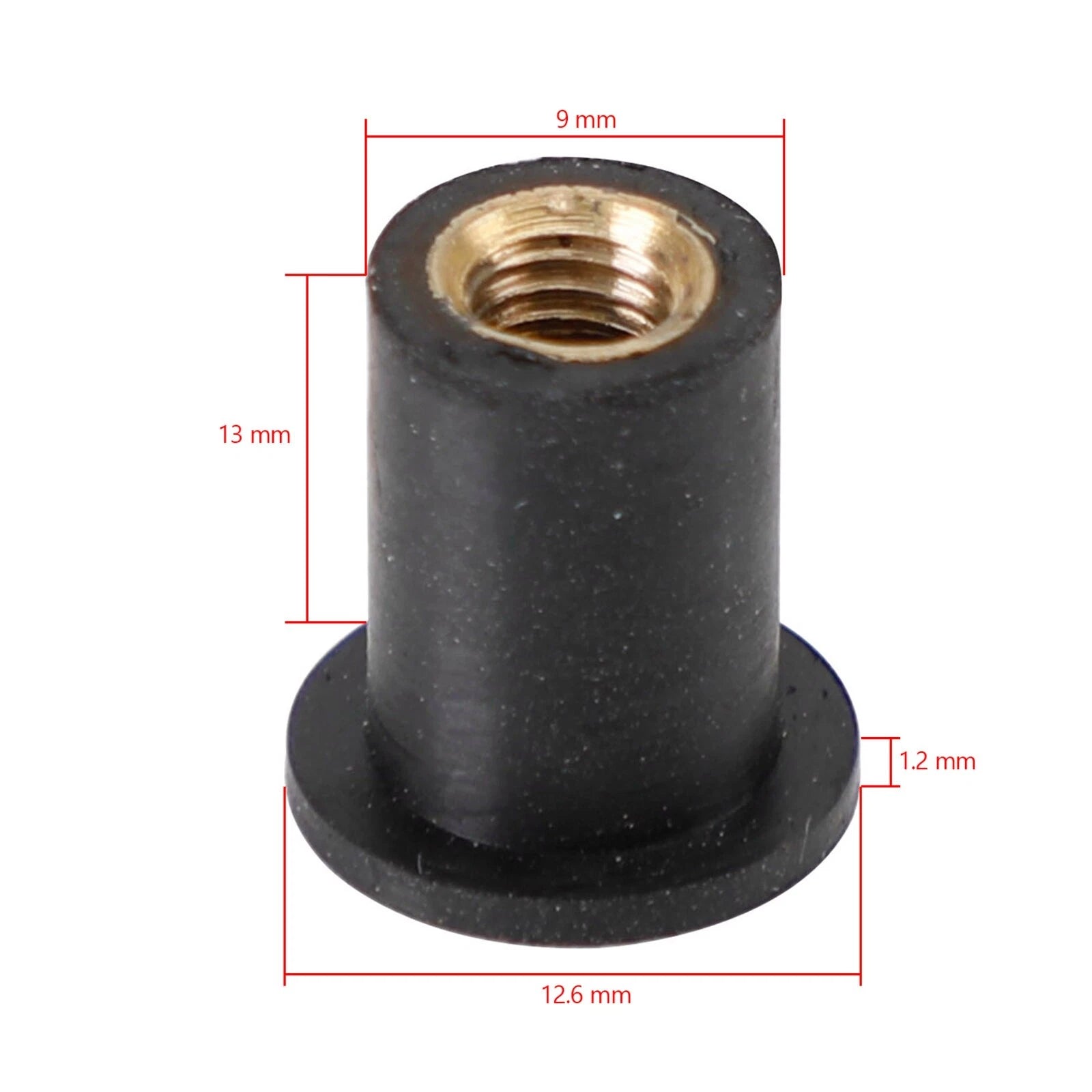 50 M5 Rubber Well Nuts for Windscreen & Fairing (Fits 10mm Hole)