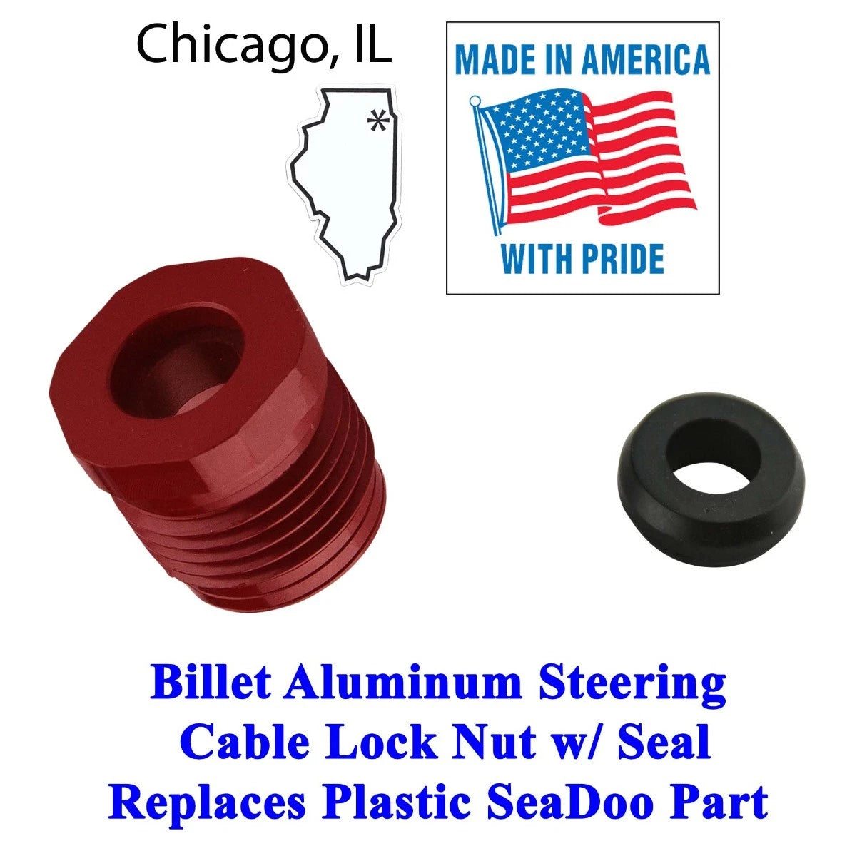 Steering Cable Lock Nut w/ Seal for Sea Doo (All Models) 277000052 277001627 293830063