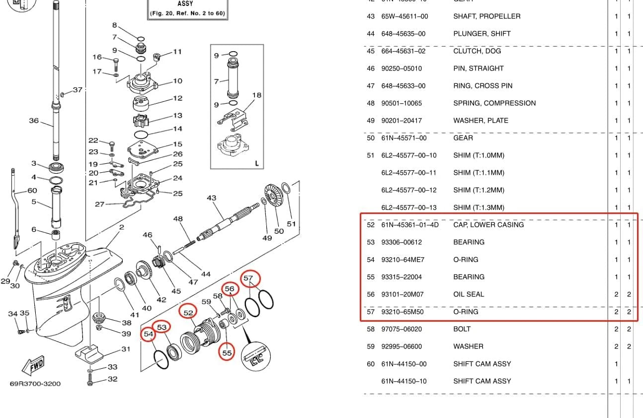 Lower Casing Cap Assy 61N-45361-01-4D for Yamaha Outboard Parsun 25HP 30HP (2/4T)