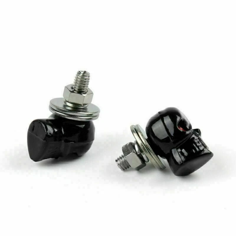 4X Black Skull License Plate Frame Screw Bolt T9 for Universal Motorcycle