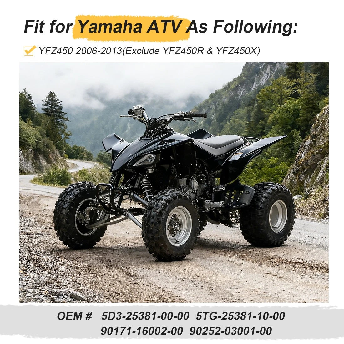 Rear Axle Shaft w/ Nuts for Yamaha YFZ450 (2006–2009, 2012–2013)