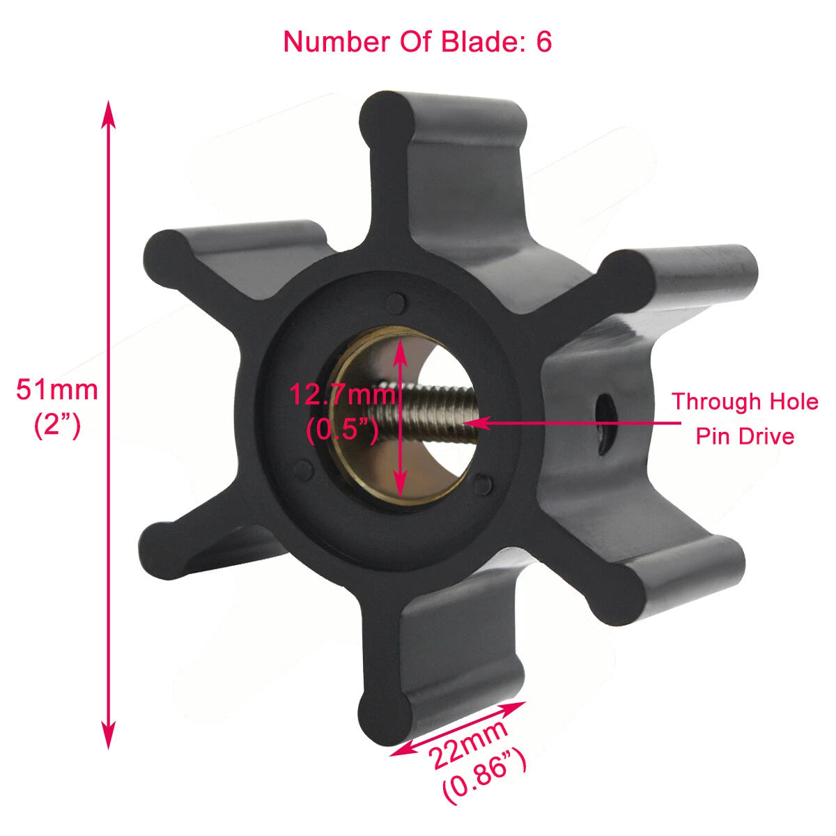 Water pump impeller for Volvo Penta RO: 3593659 22222936 673-0001 09-1026B