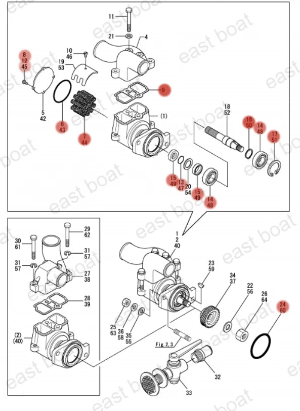 Sea Water Pump for Yanmar Marine 6LP (119773-42500)