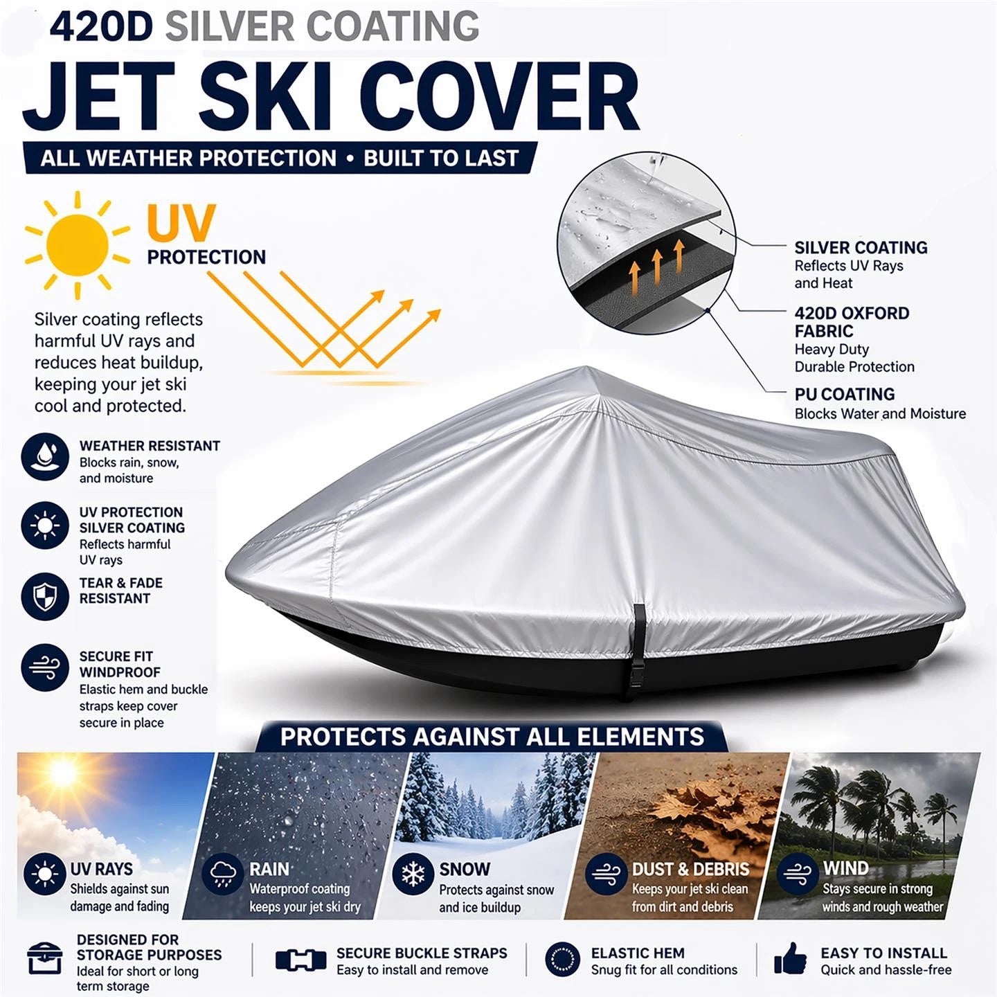 Jet Ski Cover for Sea Doo SPX (1992–1995) 1-2 Seater 420 Denier