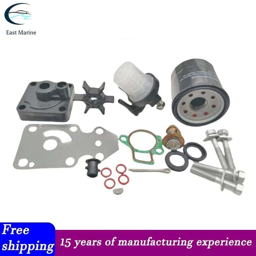 Water Pump Impeller & Oil Fuel Filter for Yamaha Outboard 9.9 15 HP (F9.9C F15A)
