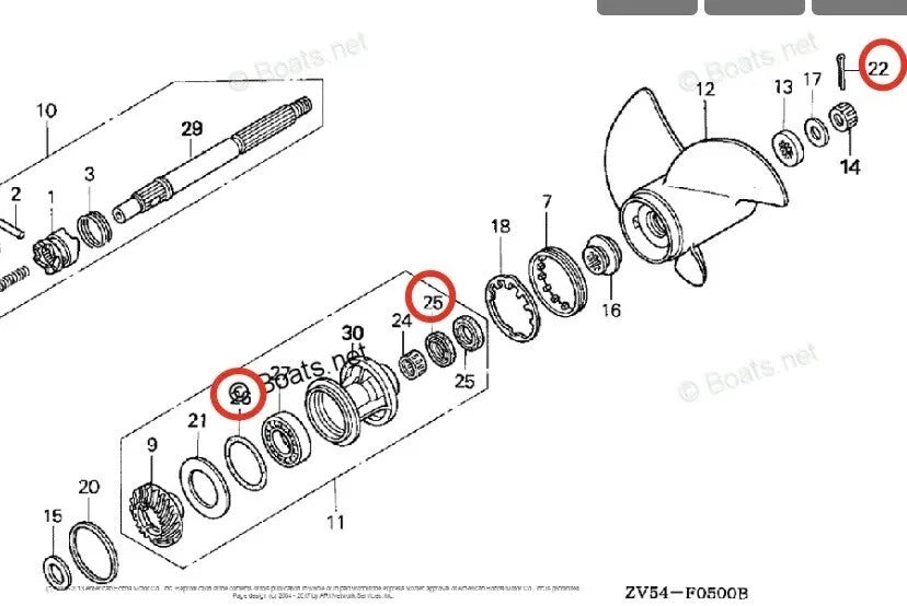 Lower Gearcase Propeller Shaft Oil Seal & O-ring for Honda (91252-ZV5-003, 91351-ZV5-003)