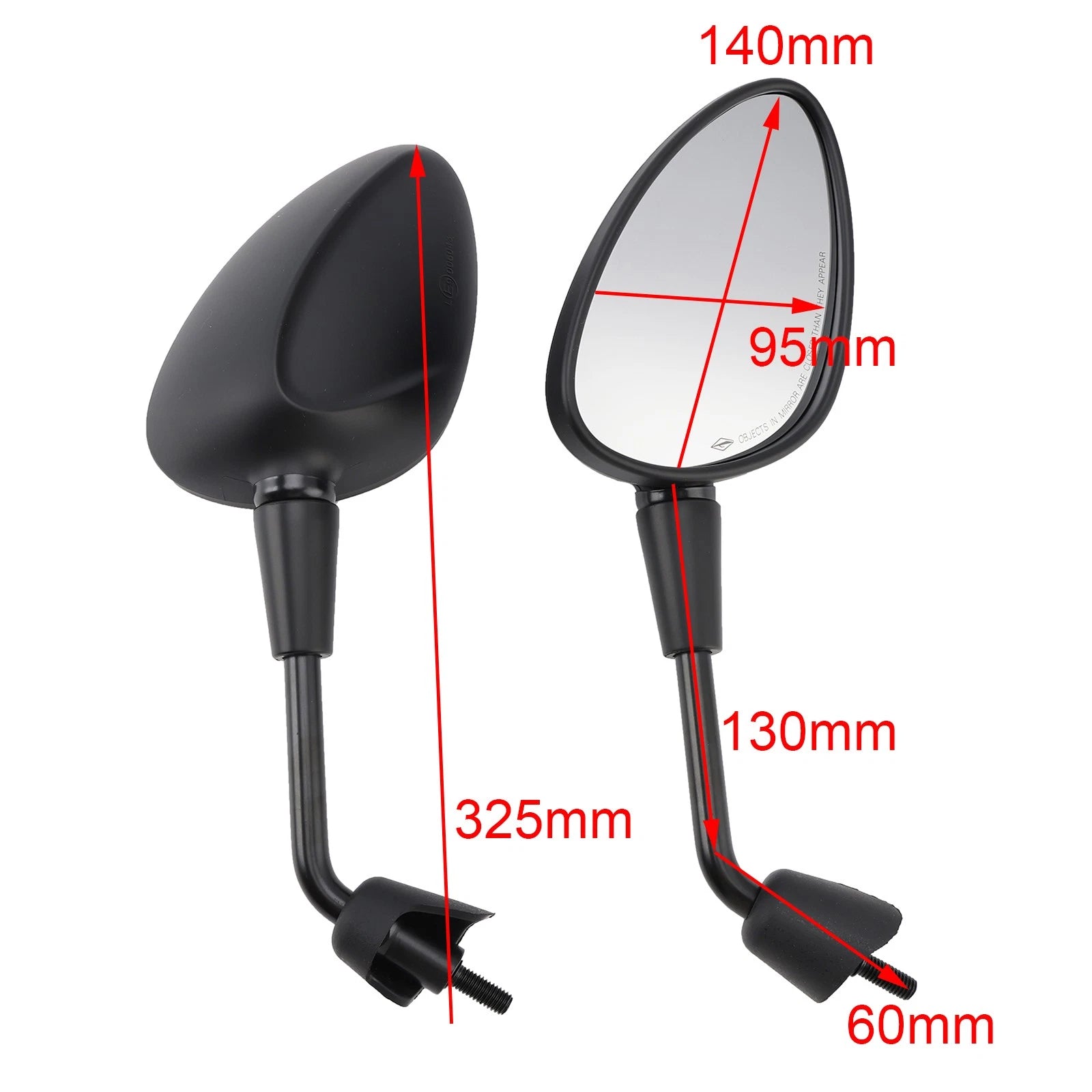 Mirror M8 Shorty Left & Right Black for Piaggio Vespa Sprint 50 125 150 (2014–2023)