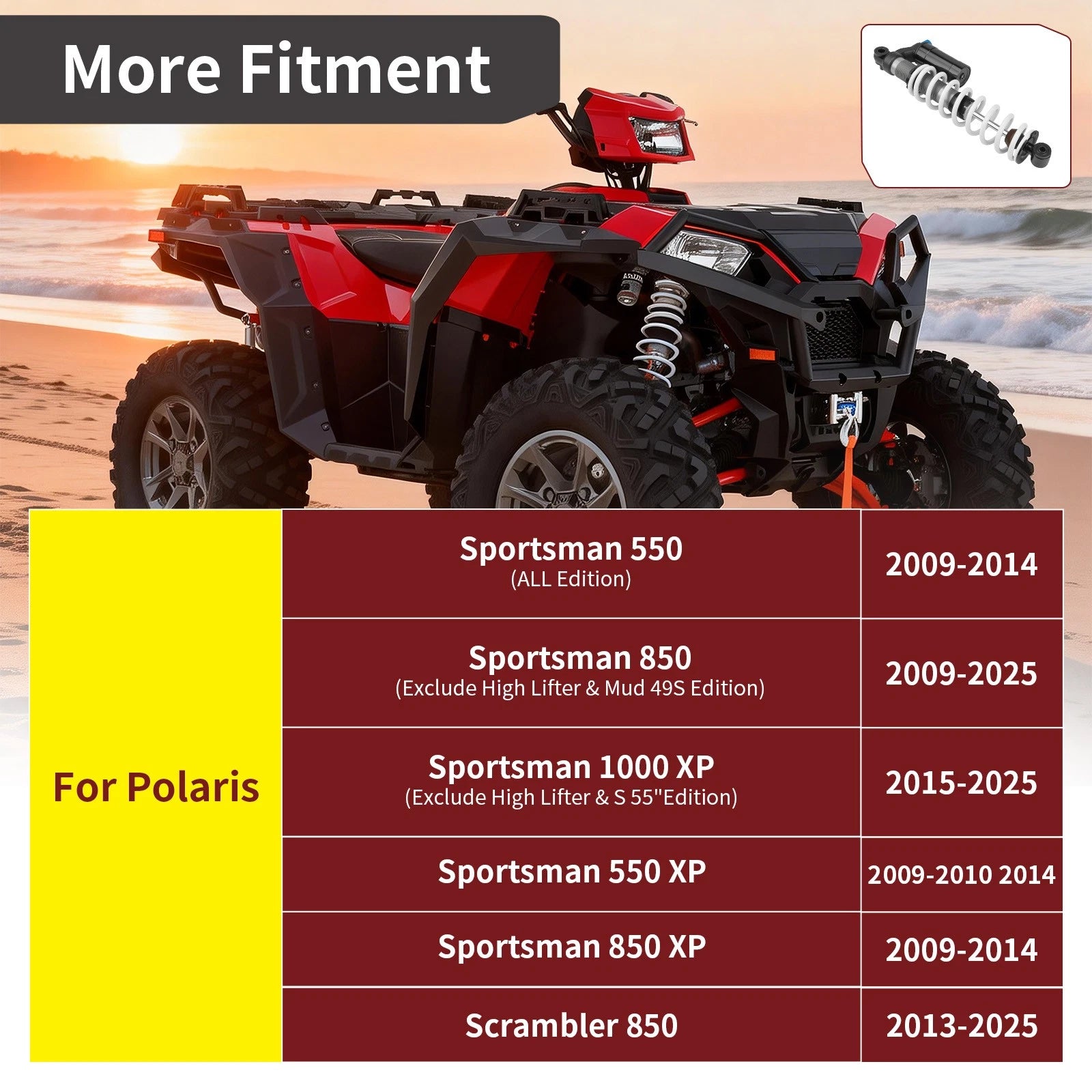 Set of 2 Front Air Shock Absorbers 7043854 for Polaris Sportsman XP 1000 (2015–2025)