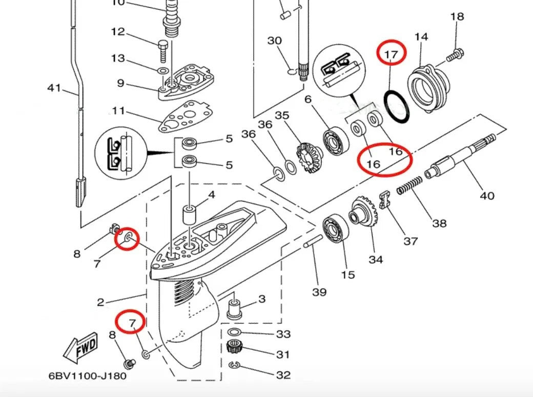 Lower Unit Oil Seal & O-ring Set for Yamaha Outboard (93101-13M12-00, 93210-48214-00)