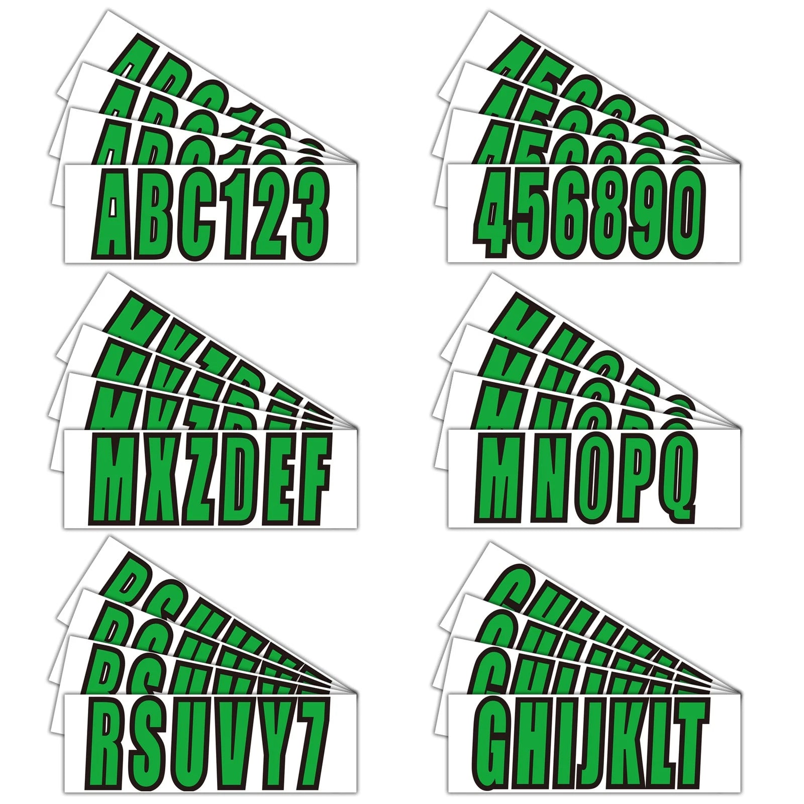 Set of 4 Green Decals for Boat Registration A-Z & 0-9