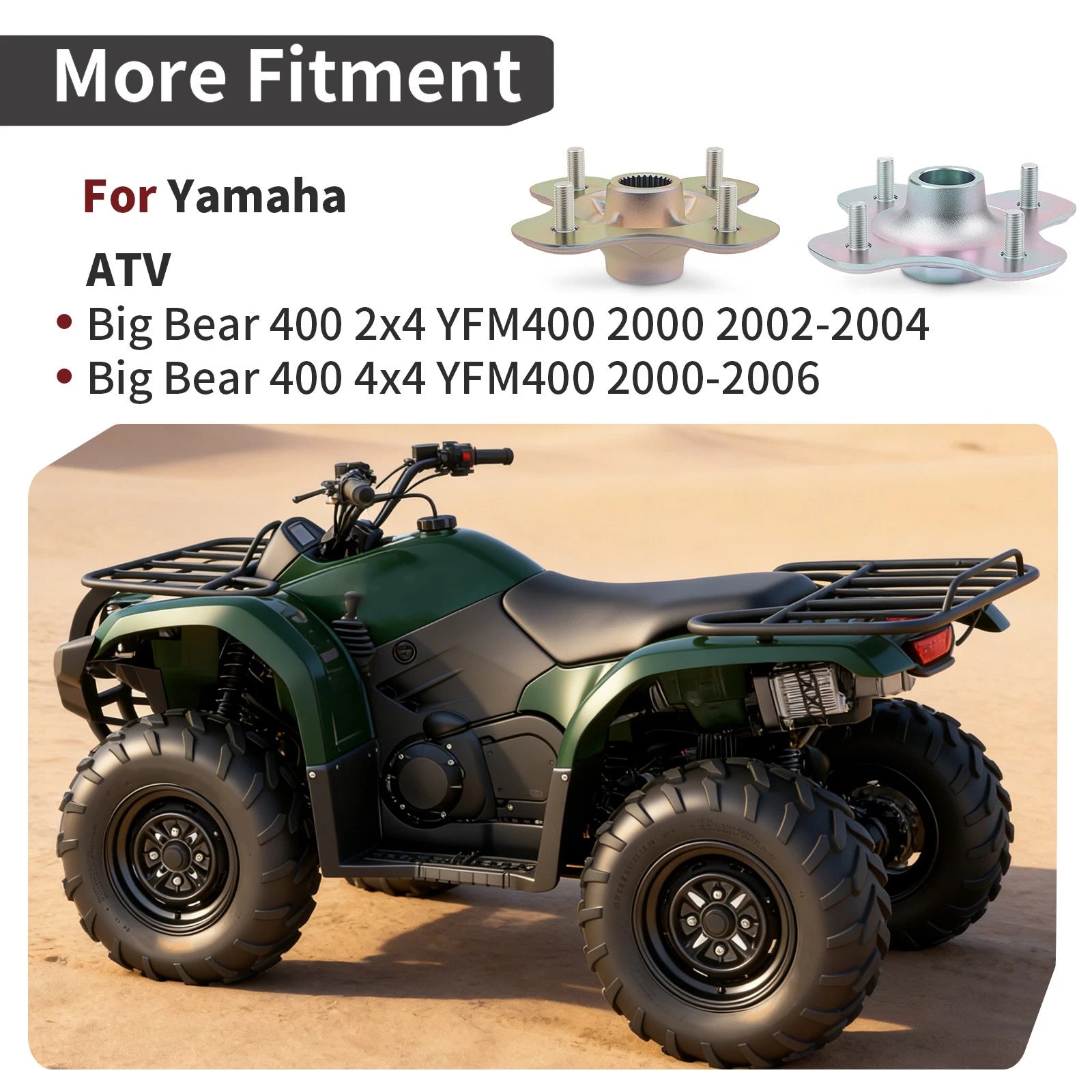 Rear Left and Right Wheel Hub for Yamaha Big Bear 400 4x4 YFM400 (2000–2006)