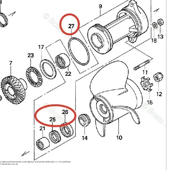 Lower Unit Seal Kit for Honda BF75A BF90A (75HP) 91252-ZW1-003 91351-ZW1-003