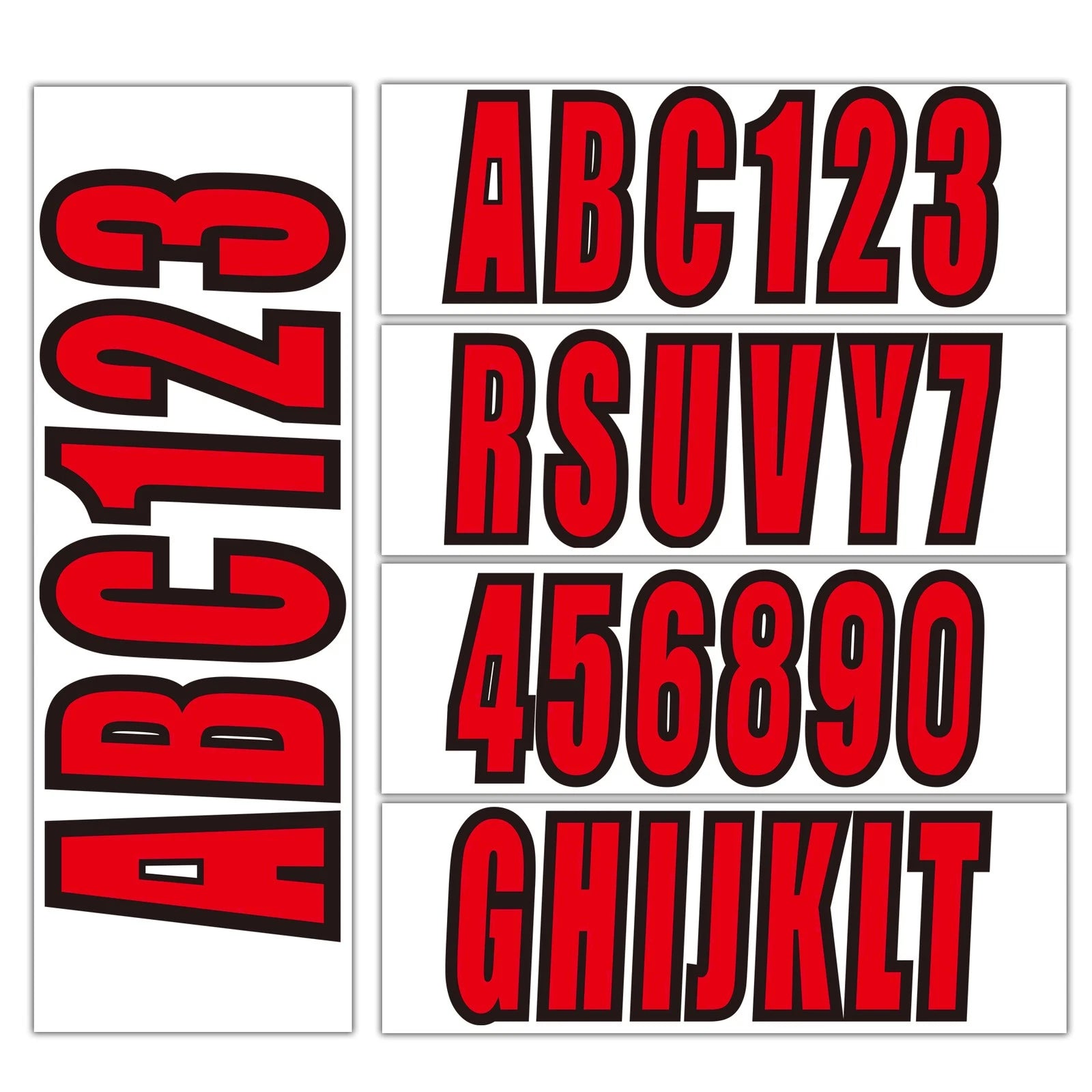 Set of 4 Red 3" Boat Registration Decals A-Z Letters & 0-9 Numbers