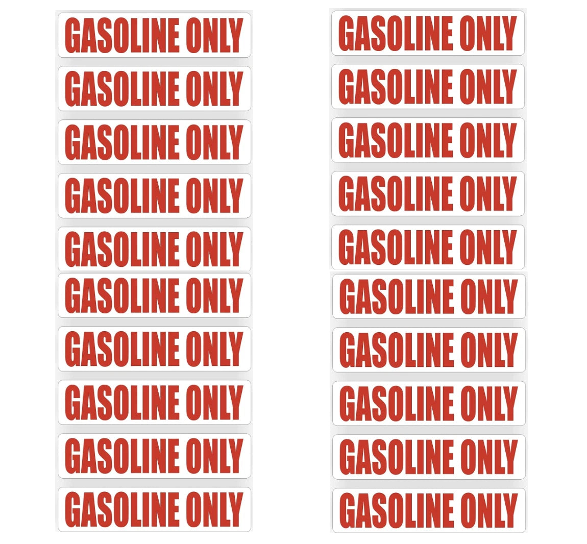 20X Gasoline Only Fuel Caution Warning Decal Sticker for Gas Tank