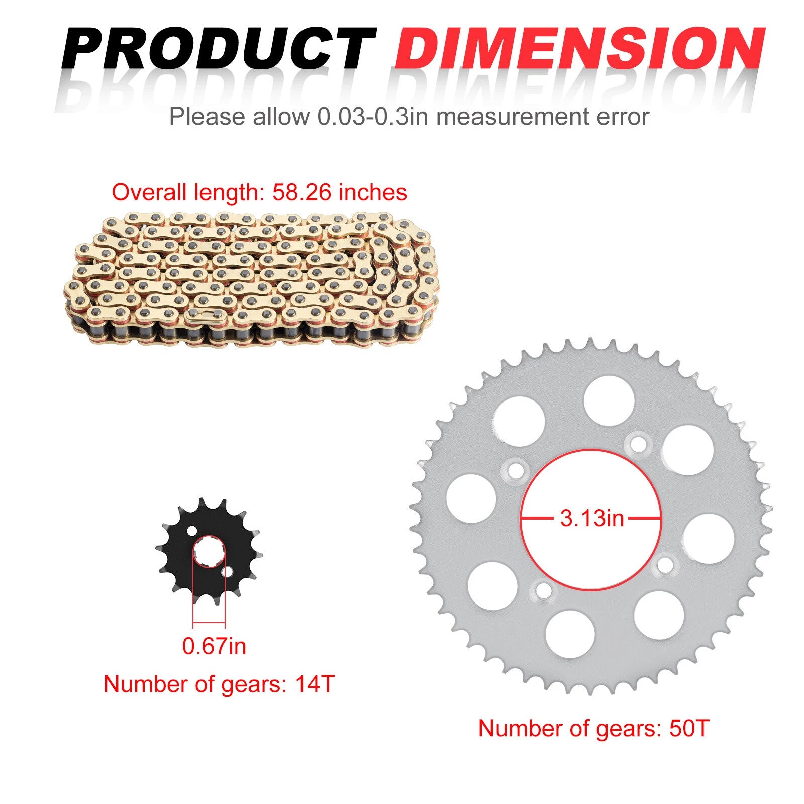 Drive Sprocket Chain Kit w/ Bolts for Honda XR100R CRF100F (2000–2023)