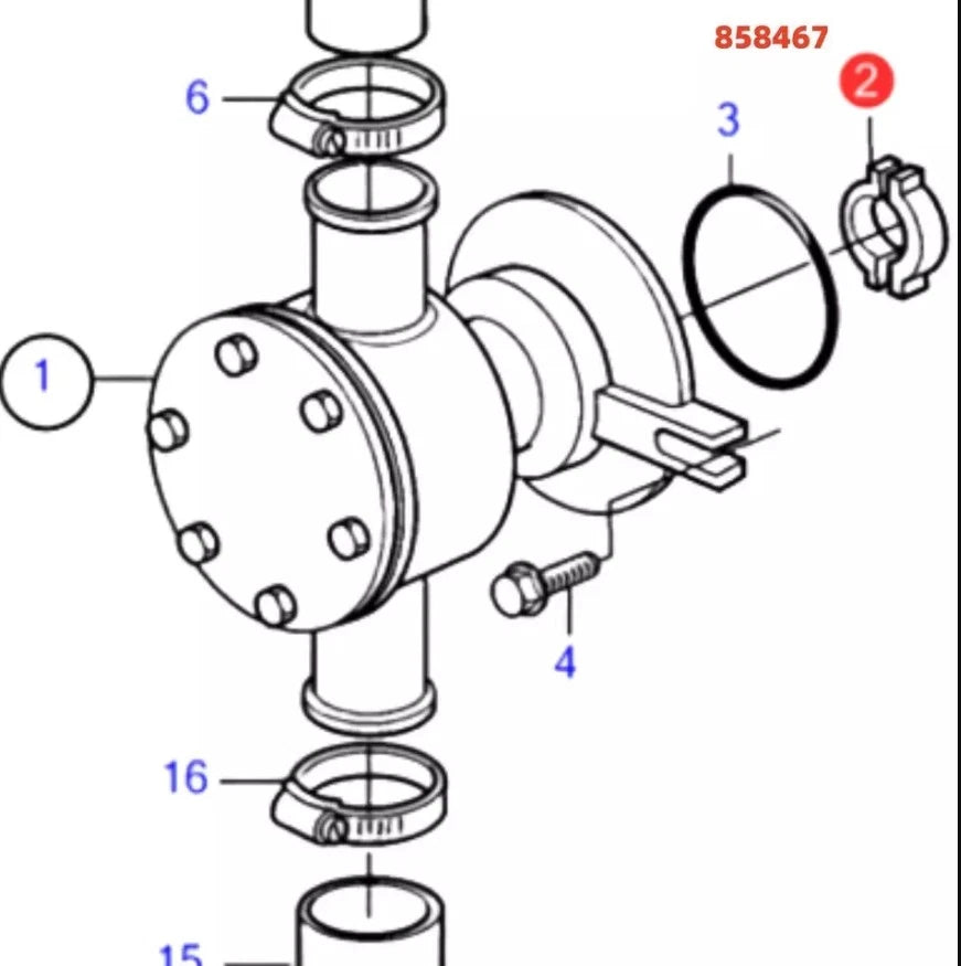Raw Water Pump Cross Piece for Volvo Penta AQ Diesel Engines (Replaces 858467, 115064)