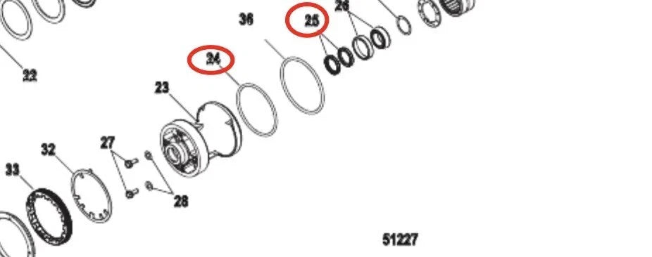 Lower Unit Gearcase Seal Kit 888906 25-8M0000190 for Mercury Mariner (4-Stroke)