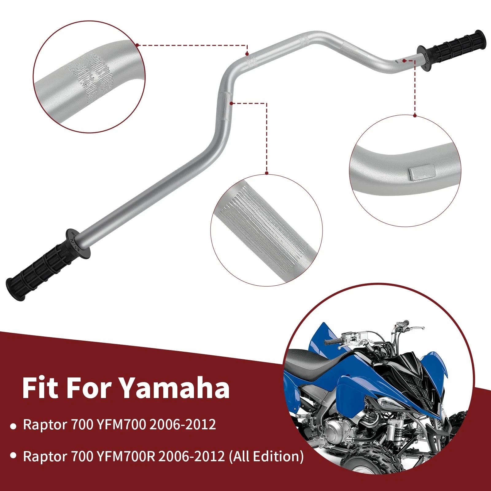 Handle Bar & Grip for Yamaha Raptor 700 700R (2006–2012) 1S3-26111-10-00
