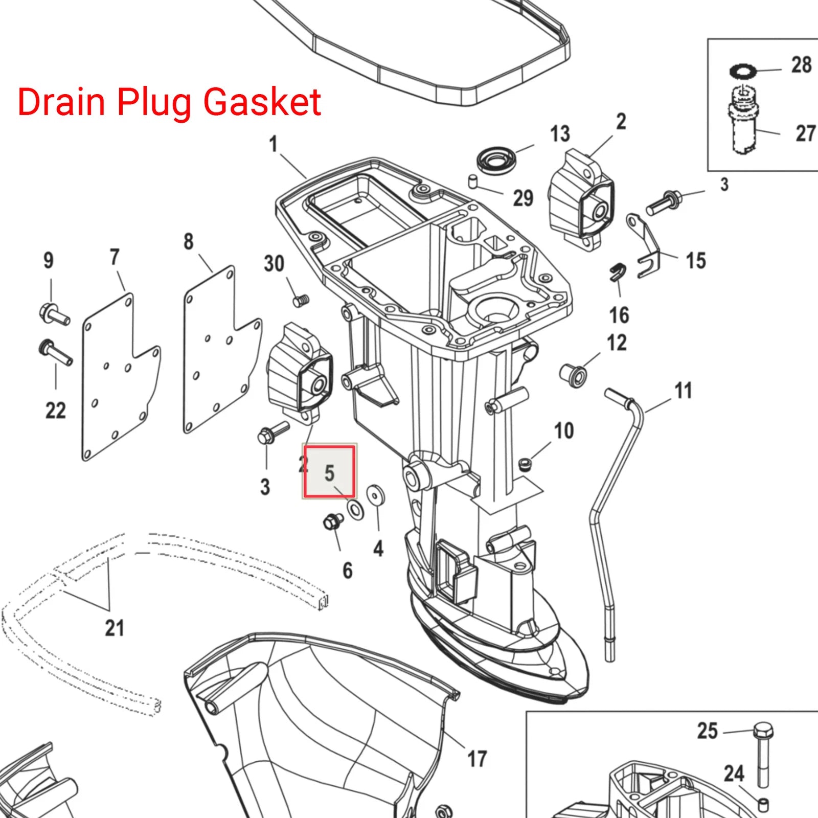Drain Screw Gasket & Oil Plug Seal for Mercury Mariner (27-828816)