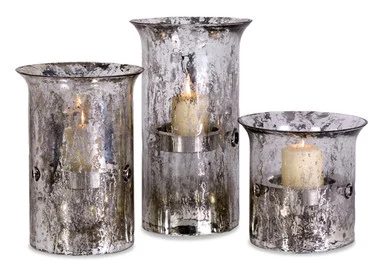 Set of 3 Votive Silver Colored Candle Holders