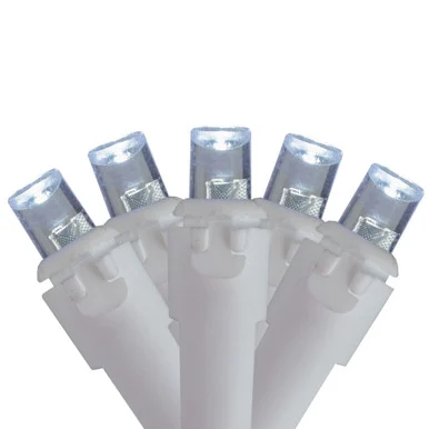 Set of 70 Pure White LED Wide Angle Icicle Christmas Lights – 6 ft White Wire