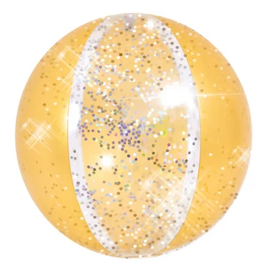 Shine at the Beach with a 16″ Yellow Glitter Inflatable Beach Ball – Perfect for Pool and Water Playtime