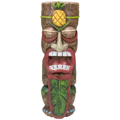 Solar Lighted Polynesian Outdoor Garden Tiki Statue – Guardian of Light and Luck