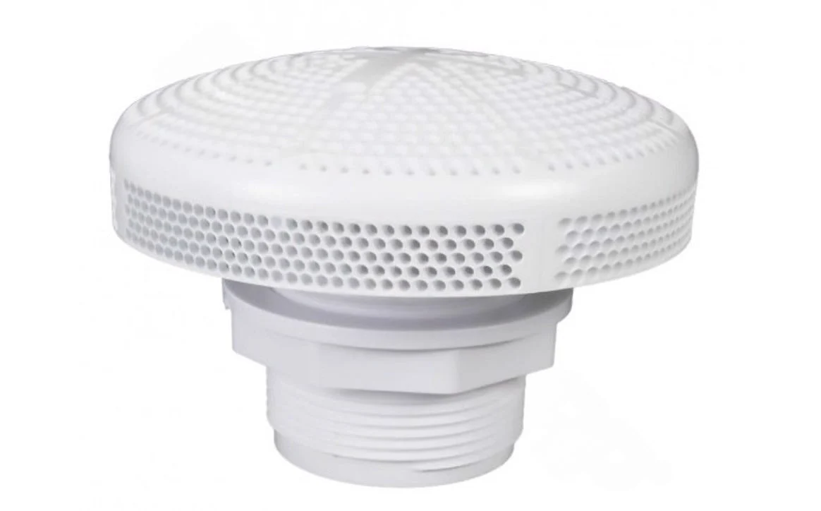 Super-Pro 25215-000-000 White Fiberglass Hi-Flo Suction Fitting Complete with 6″ Cover, Wall Fitting, and Nut