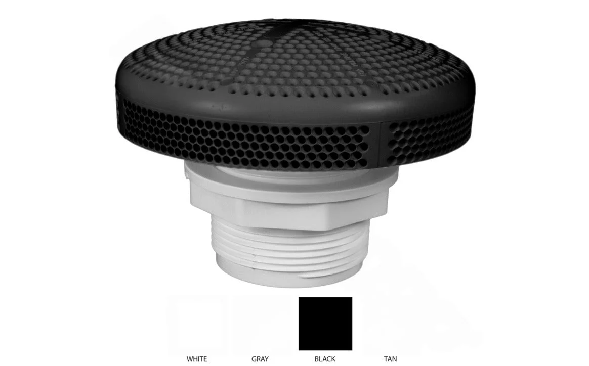 Super-Pro 25215-001-000 Gray Fiberglass Hi-Flo Suction Fitting Complete with 6″ Cover, Wall Fitting, and Nut
