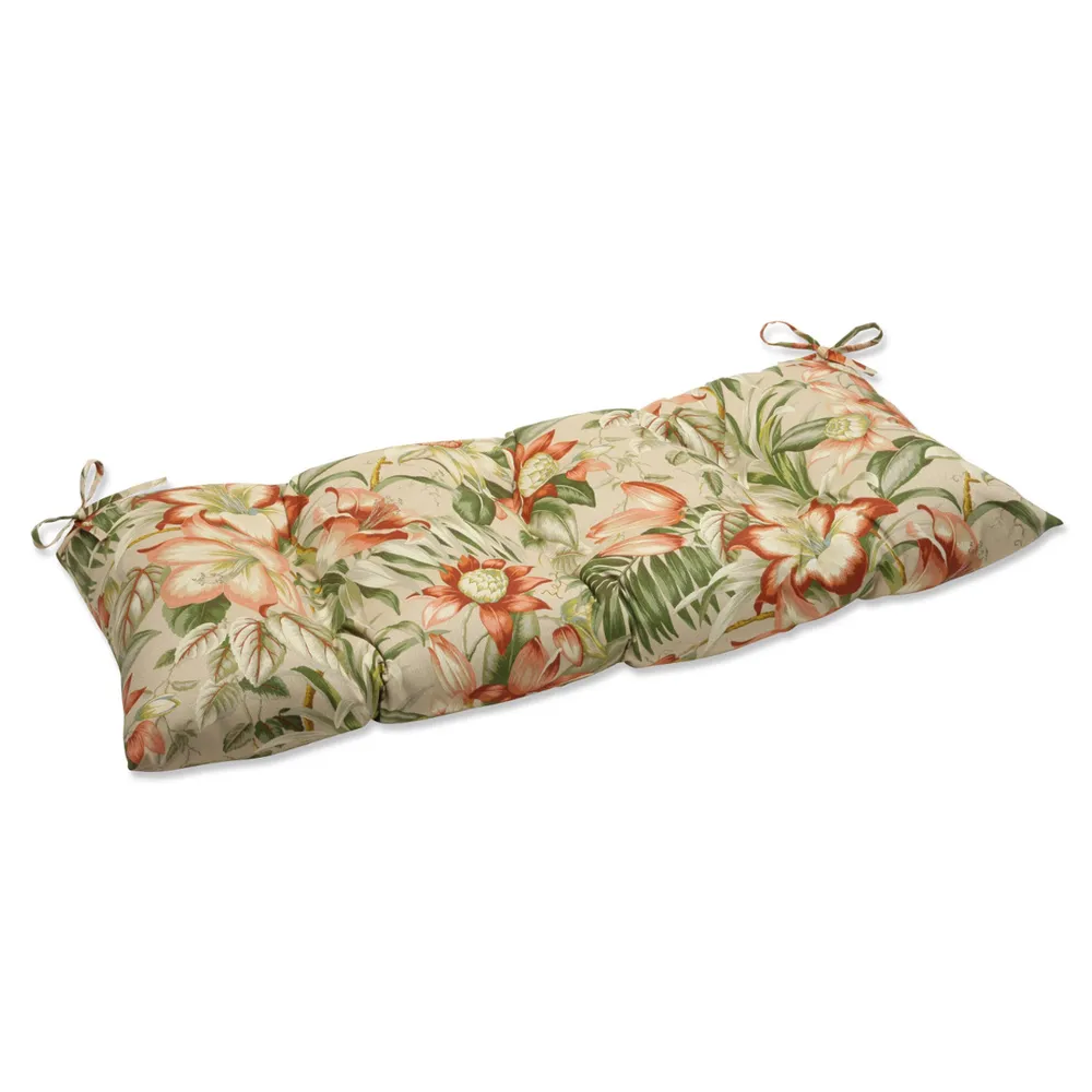 Tropical Outdoor Patio Loveseat Cushion – 44″ – Green and Red