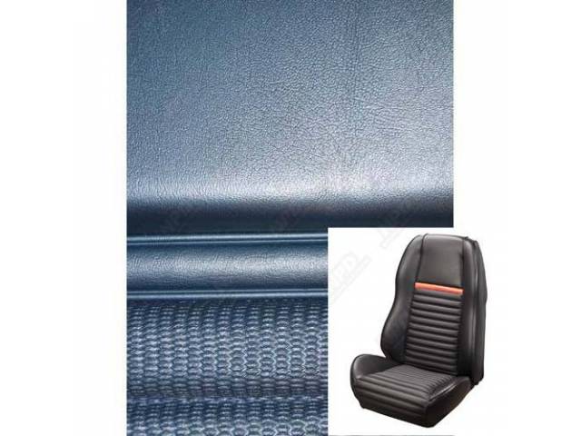Front Bucket & Rear Bench Full Upholstery Set, Sport Seat II, Mach 1, Medium Blue with Blue Stripe