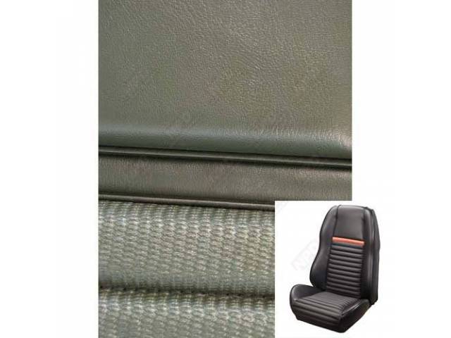 Front Bucket & Rear Bench Full Upholstery Set, Sport Seat II, Mach 1, Medium Ivy Green with Green Stripe