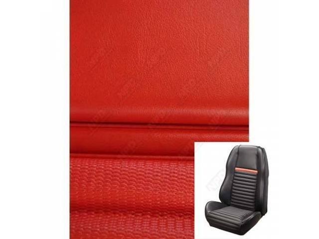 Front Bucket & Rear Bench Full Upholstery Set, Sport Seat II, Mach 1, Vermilion (Red) with Red Stripe