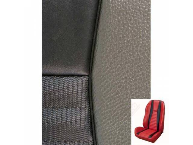 Front Bucket & Rear Bench Full Upholstery Set, Sport Seat II, Mach 1, Black with Gray Stripes