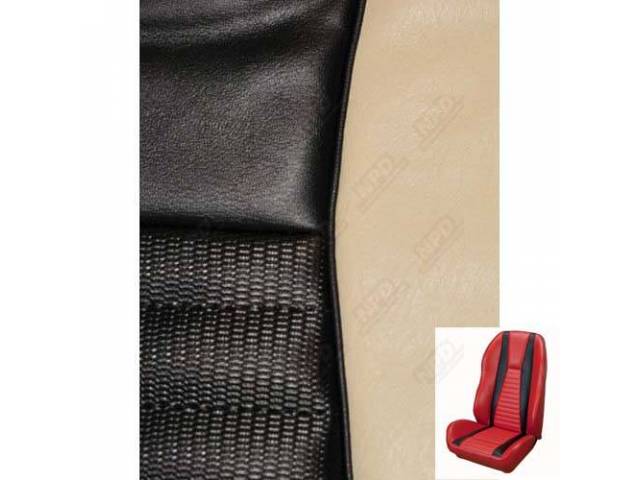 Front Bucket & Rear Bench Full Upholstery Set, Sport Seat II, Mach 1, Black with White Stripes