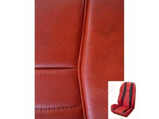 Front Bucket & Rear Bench Full Upholstery Set, Sport Seat II, Mach 1, Vermilion (Red) with Vermilion Stripes