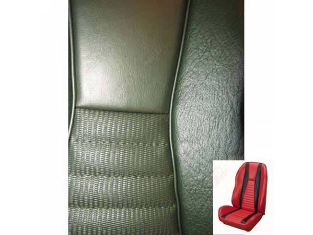 Front Bucket & Rear Bench Full Upholstery Set, Sport Seat II, Mach 1, Medium Green with Green Stripes