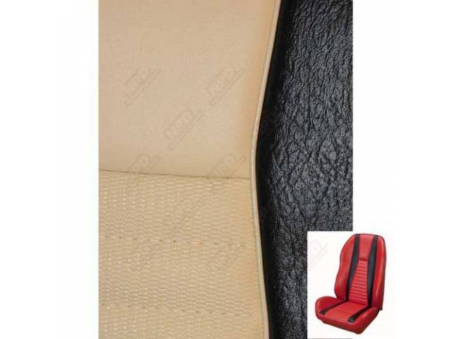 Front Bucket & Rear Bench Full Upholstery Set, Sport Seat II, Mach 1, White with Black Stripes