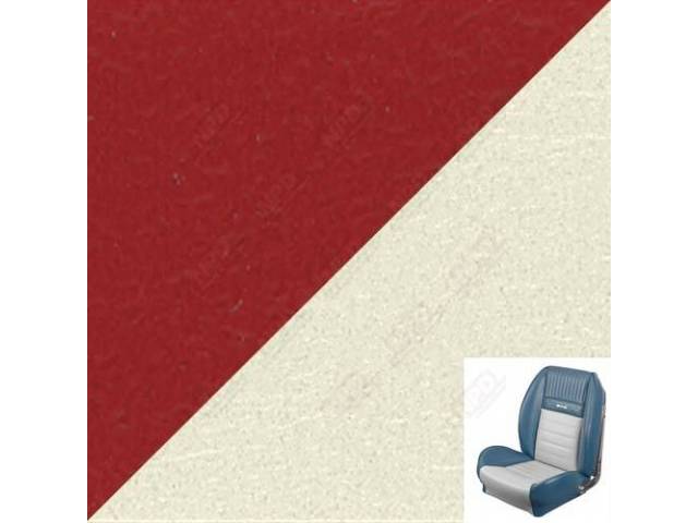 Front Bucket & Rear Bench Full Upholstery Set, Sport Seat II, Deluxe Pony, Bright Red and Of White Two Tone