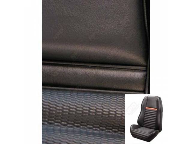 Front Bucket & Rear Bench Full Upholstery Set, Sport Seat II, Mach 1, Black with Black Stripe
