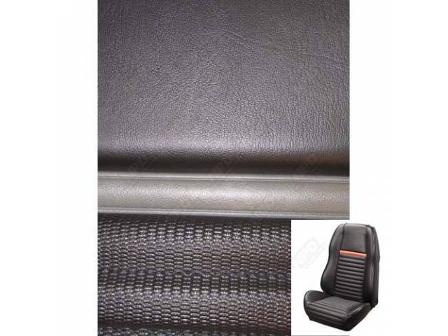 Front Bucket & Rear Bench Full Upholstery Set, Sport Seat II, Mach 1, Black with Gray Stripe