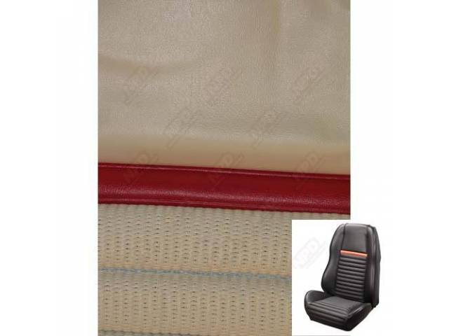 Front Bucket & Rear Bench Full Upholstery Set, Sport Seat II, Mach 1, White with Red Stripe