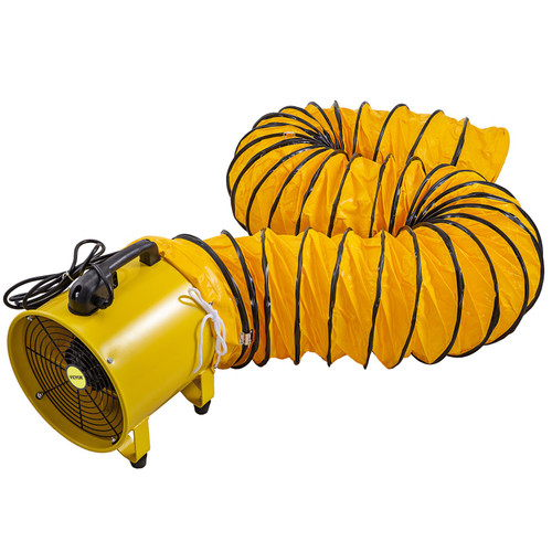 Utility Blower Fan, 12 Inches, 550W 1471 & 2295 CFM High Velocity Ventilator w/ 16 ft/5 m Duct Hose, Portable Ventilation Fan, Fume Extractor for Exhausting & Ventilating at Home and Job Site