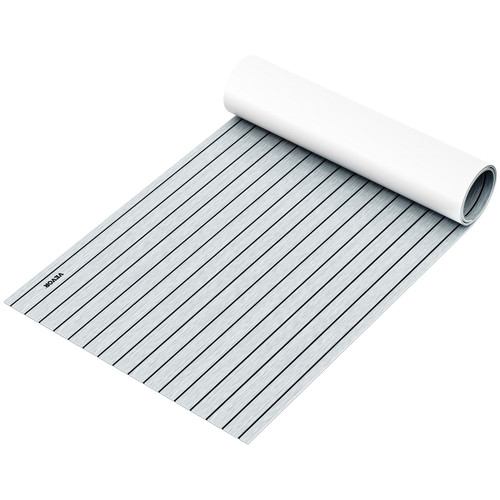Boat Decking Sheet 94.5 X 35.4 Inch 6MM Thick Non-Skid EVA Foam Faux Teak Decking Self-Adhesive Marine Yacht RV Swimming Pool Garden Boat Flooring Sheet (Grey with Black Seam, 94.5" x 35.4")