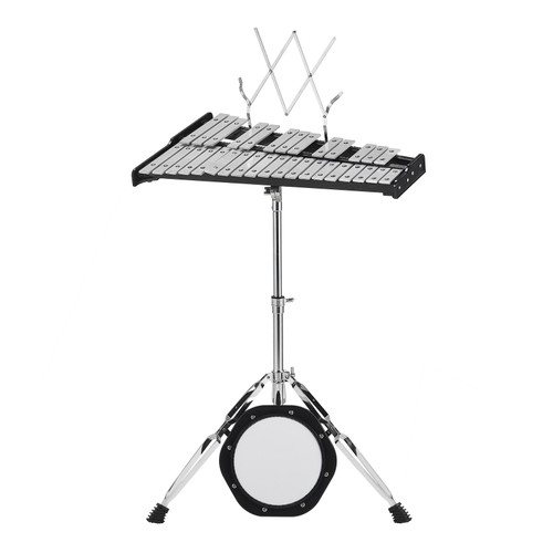 32 Note Glockenspiel Xylophone Bell Kit, Professional Percussion Instrument Set with Mallets, Drum Sticks, Music Stand, 8" Practice Pad, Adjustable Stand and Carrying Bag for Students & Adults