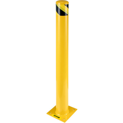 Safety Bollard 36-5.5 Safety Barrier Bollard 5-1/2" OD 36" Height Yellow Powder Coat Pipe Steel Safety Barrier with 4 Free Anchor Bolts for Traffic-Sensitive Area